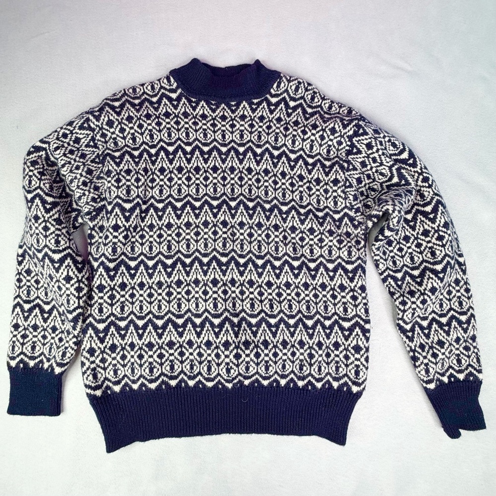 Vintage Paul Smith 2000's Y2K Navy Crew Neck Wool Size 3 Knit Jumper Fisherman